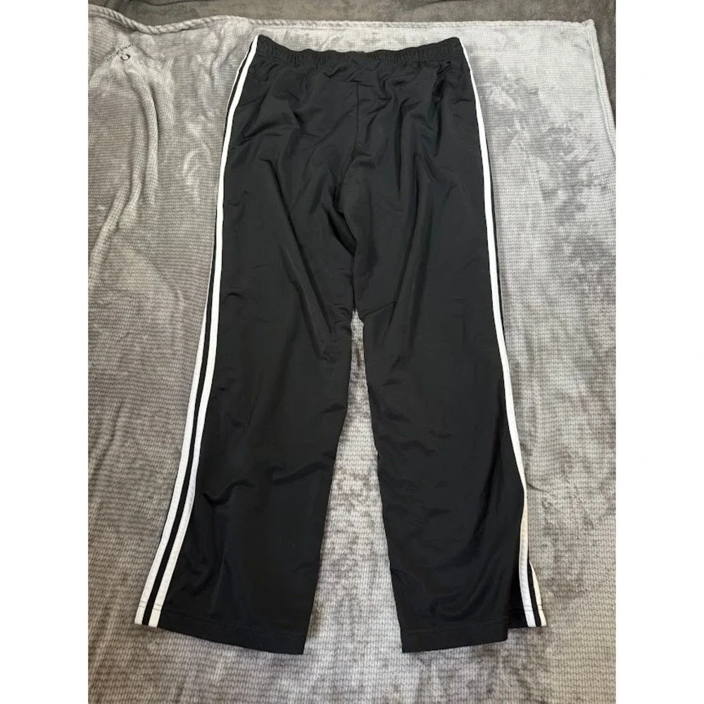 Adidas Mens 2XL Black 3 Stripe Track Pants Athletic Activewear RN 88387 36X30